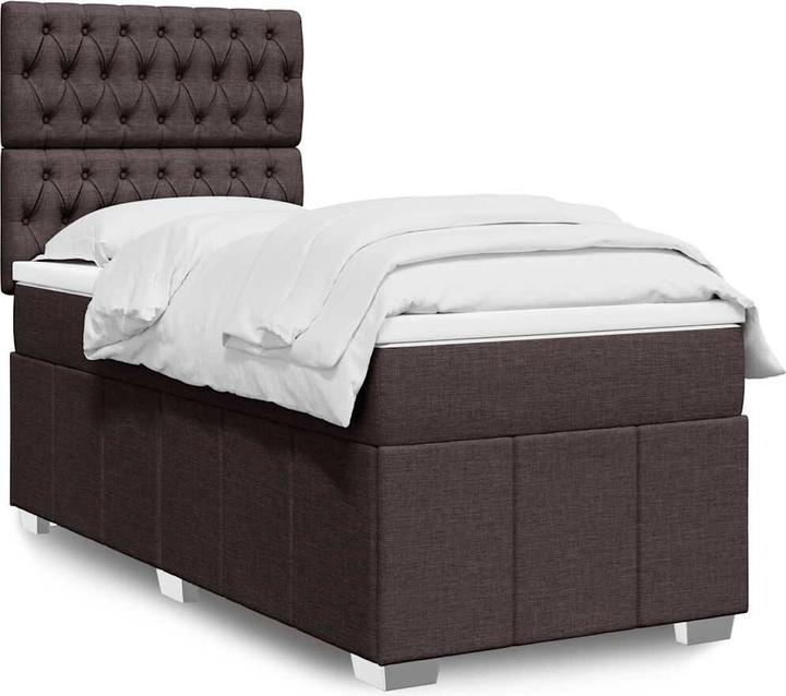 Produktbild VidaXL Boxspringbett Matratze Bett Einzelbett Polsterbett Dunkelbraun 90x200cm (90 x 200 cm)