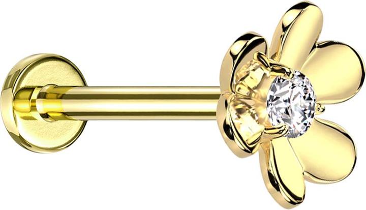 Immagine prodotto Acha Direct Micro Threadless Labret vergoldet Blume vergoldet ein Kristall silber (Ottone, Acciaio chirurgico 316L)