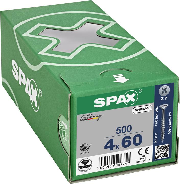 Productafbeelding Spax Spaanplaatschroeven SK PZ2 4,0x60 mm (500 Schroeven per stuk)