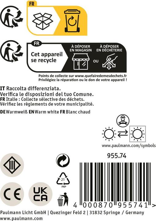 Valeurs nutritives et ingrédients Paulmann Lampe à tableau Adelia (370 lm)