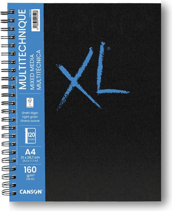Actual product image Canson Sketchbook XL BOOK MIXED MEDIA, DIN A4 60 sheets, 210 x 297 mm, portrait format, 160 gsm, lightly (A4, Hardcover)