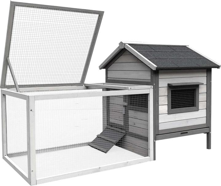 Wiltec Hasenstall 1460x750x830mm Freilaufgehege Kaninchenkäfig Kleintierstall