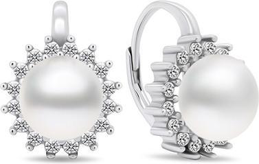 Brilio Silver - Stunning silver earrings with pearls and zircons EA418W
