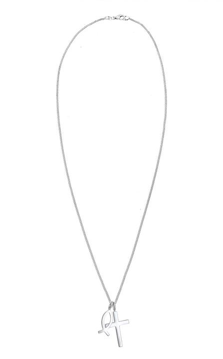 Immagine prodotto Elli Collana con catena a cordoncino, croce, simbolo del pesce, religione, argento 925 (Argento 925, 45 cm)