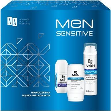 AA Aaset Men Sensitive After Shave Balm 100ml, Rasierschaum 250ml, Antitranspirant 50ml (Aftershave Sprühpumpe, 250 ml)