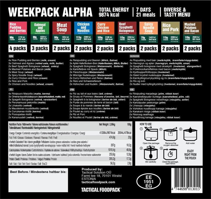Immagine prodotto Tactical Foodpack Weekpack Alpha (2100 g)