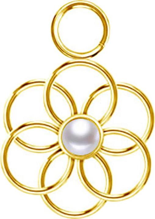 Star Piercing Anhänger vergoldet Perle weiss Blume des Lebens (ohne Messing, Chirurgenstahl 316L)