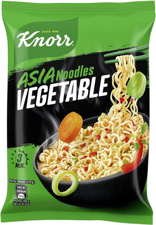 Knorr Asia Noodles Vegetable Beutel, Instant Asiatische Nudeln mit Gemüse, in 3 Minuten zubereitet (70 g)