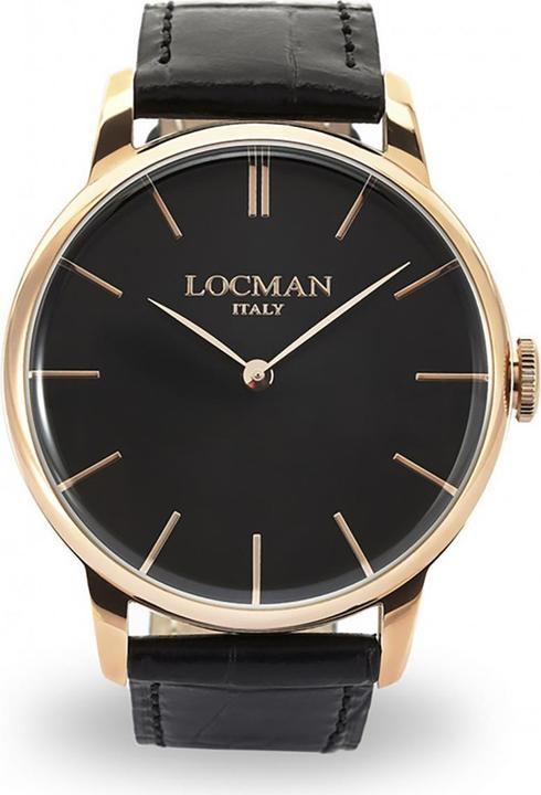 Locman Italy Herrenuhr 1960 schwarz/roségold PVD Ref. 0251 (Uhr mit Schmuckstein, 41 mm)