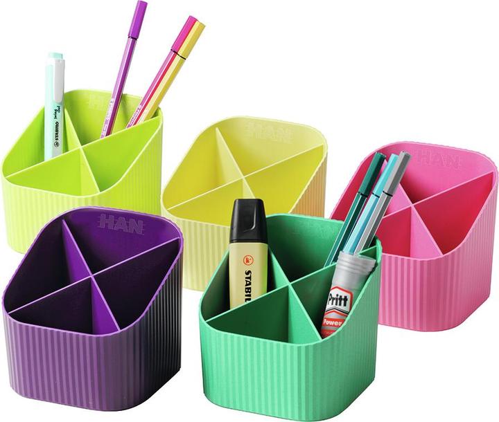 Produktbild Han Stifteköcher Re-X-LOOP, gelb 4 Fächer, 100% recycelter Öko-Kunststoff