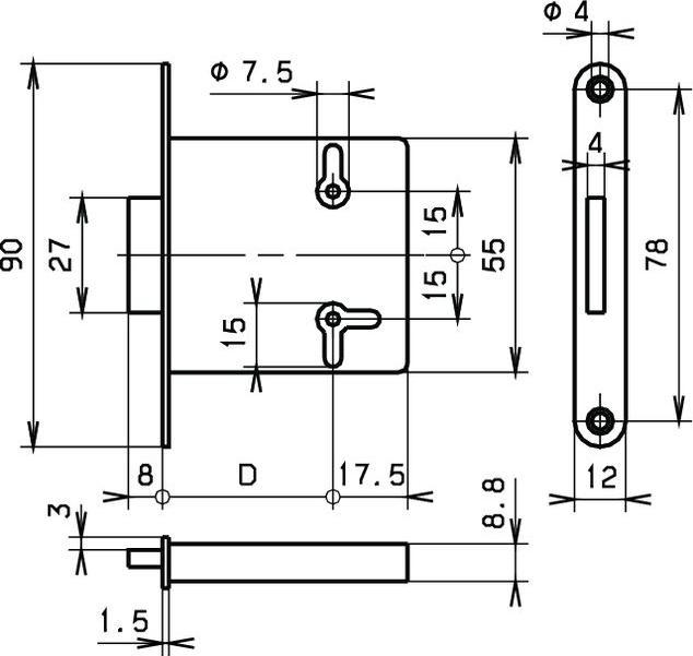 Image du produit Heusser Serrure à mortaiser 2501 avec 1 clé européenne (Serrure à mortaise)