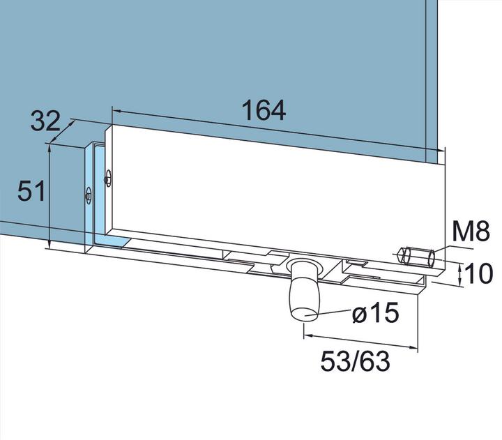 Produktbild Dormakaba Oberlichtbeschlag PT 30 für Ganzglasanlagen Universal (1 Stk.)