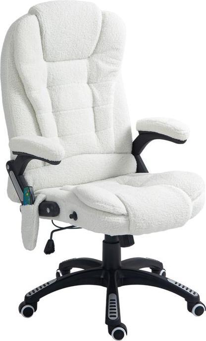 Produktbild Swisshandel24 Massage-Bürostuhl mit Wippfunktion, mit Heizfunktion, Liegefunktion, mit Fussstütze, Teddysamt, Weis