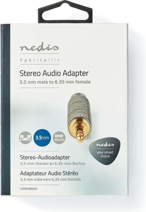 Produktbild Nedis Stereo Audio Adapter 3.5 mm Male 6.35 mm Female Gold Plated Straight Metal Gold / Metal 1 pcs