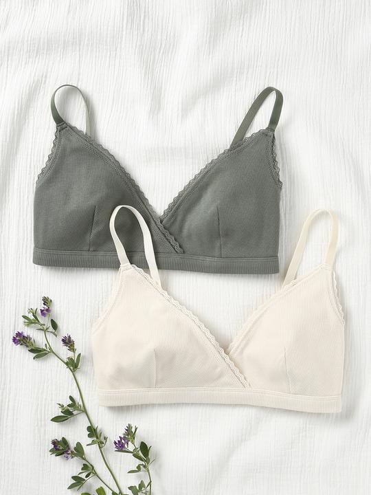 Image du produit Vertbaudet Lot de 2 soutiens-gorge souples de grossesse et d'allaitement avec décolleté enveloppant, coton bio (85 E)