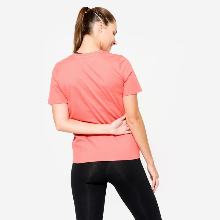 Image du produit Domyos T-Shirt Damen V-Ausschnitt Baumwolle - rosa (XS)