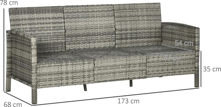 Produktbild Outsunny Rattan Loungesofa als 3-Sitzer