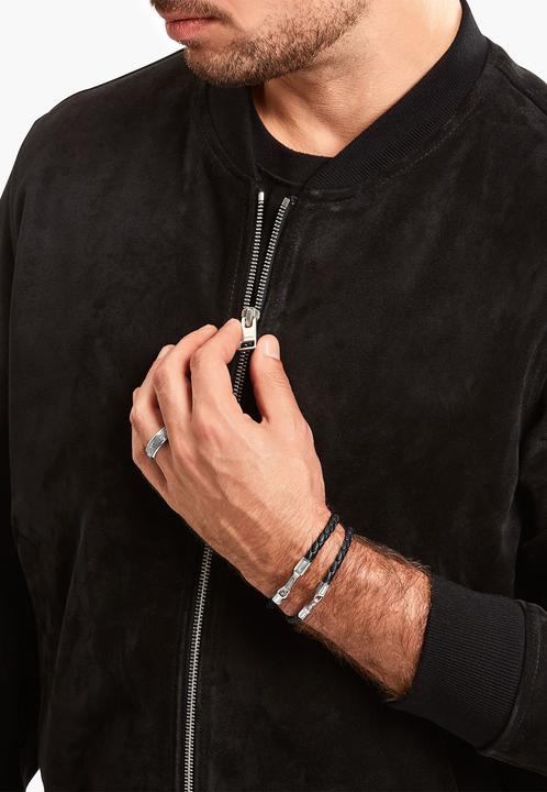 Immagine prodotto Thomas Sabo Bracciale in pelle stretto in argento nero (19 cm, Cuoio, Annerito, Argento 925)