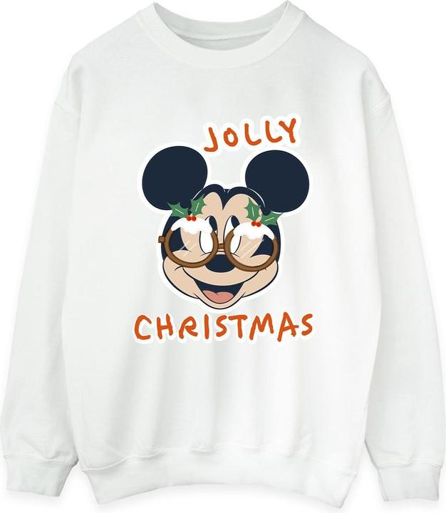 Disney Mickey Mouse Jolly Christmas Glasses Sweatshirt (S)