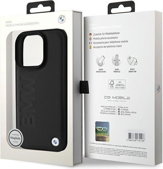 Produktbild BMW BMHMP16XSLLBK iPhone 16 Pro Max 6.9" czarny/black hardcase Leather Hot Stamp MagSafe (Apple iPhone 16 Pro Max)