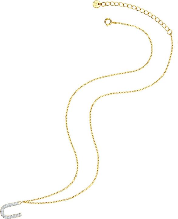 Immagine prodotto Glanzstücke München Lettera U da donna in argento sterling con zirconi in oro giallo 45,0 cm di catena base + 5,0 cm di (Argento, 40 - 45 cm)
