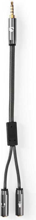 Produktbild Nedis Stereo-Audiokabel - 3.5 mm Stecker - 3.5 mm Buchse - Vergoldet - 0.20 m - rund - Anthrazit/G (0.20 m, 3.5mm Klinke (AUX))