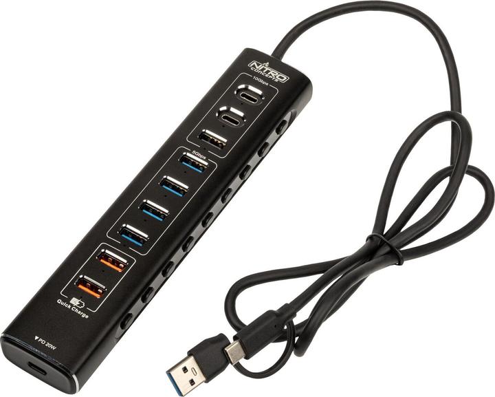 Actual product image Nitro Concepts UH1, 10-port hybrid USB hub, USB 3.2 (10 Ports)