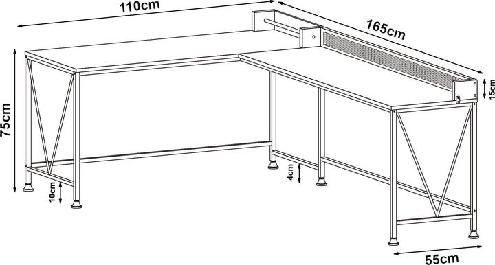 Actual product image En.Casa Schreibtisch Frelvepirg mit Rückwand L-förmig 165x110x75 cm Walnuss