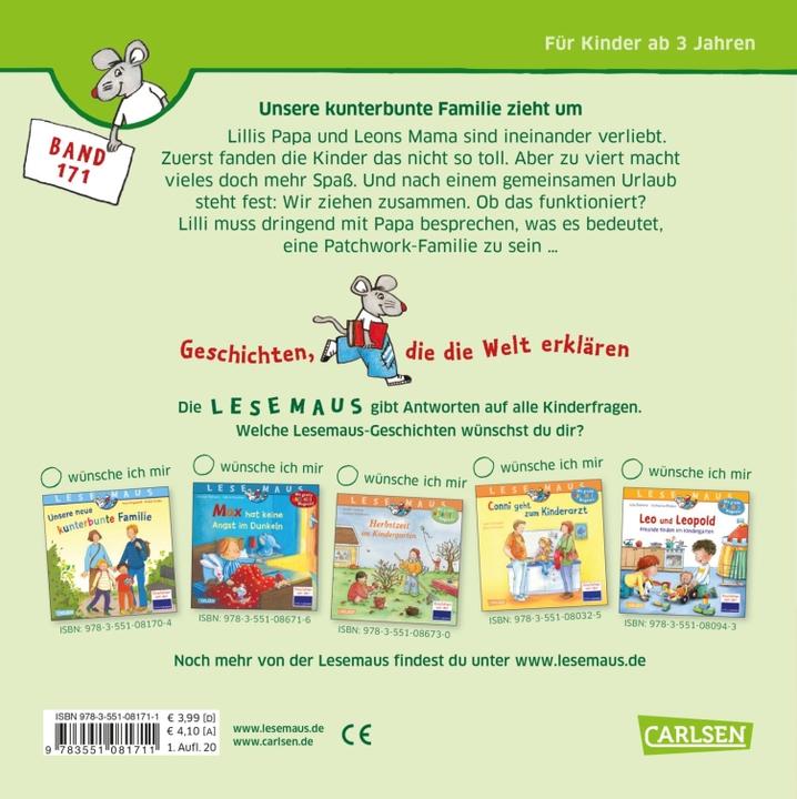 Produktbild LESEMAUS 171: Unsere kunterbunte Familie zieht um (Deutsch, Anna Wagenhoff, 2020)