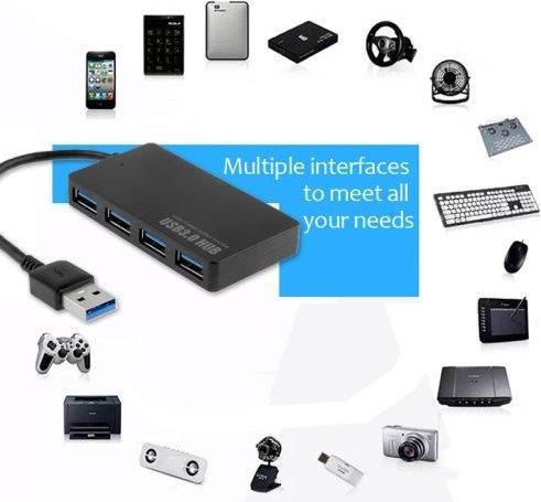 Image du produit JTI Hub USB 3.0 avec 4x ports USB (haut débit) - jusqu'à 5 Gbit/s (USB-A, 4 Ports)