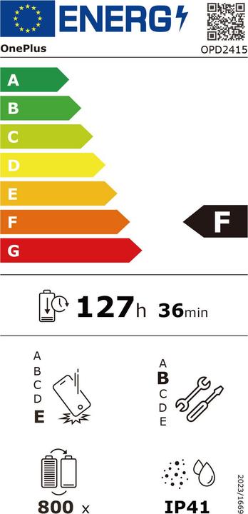 Label énergétique OnePlus Pad 3 (WLAN uniquement, 13.20", 512 Go, Argent dépoli)