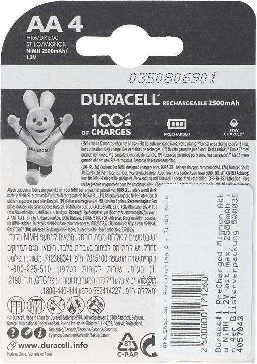 Immagine prodotto Duracell Recharge Ultra (4 pz., AA, 2500 mAh)