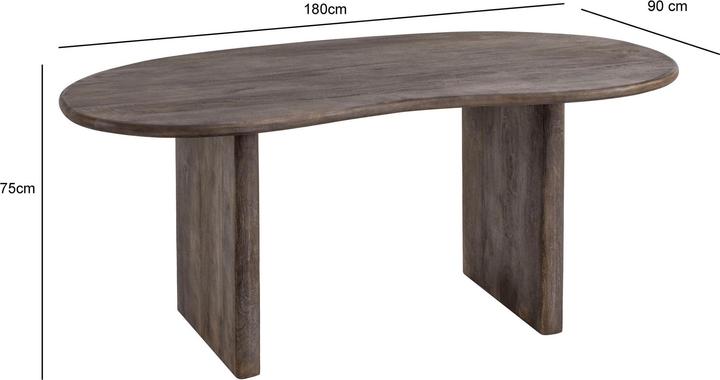 Actual product image FineBuy Dining room table Dining table 180 cm wood dark brown Kitchen table kidney shape (180 x 90 x 75 cm)
