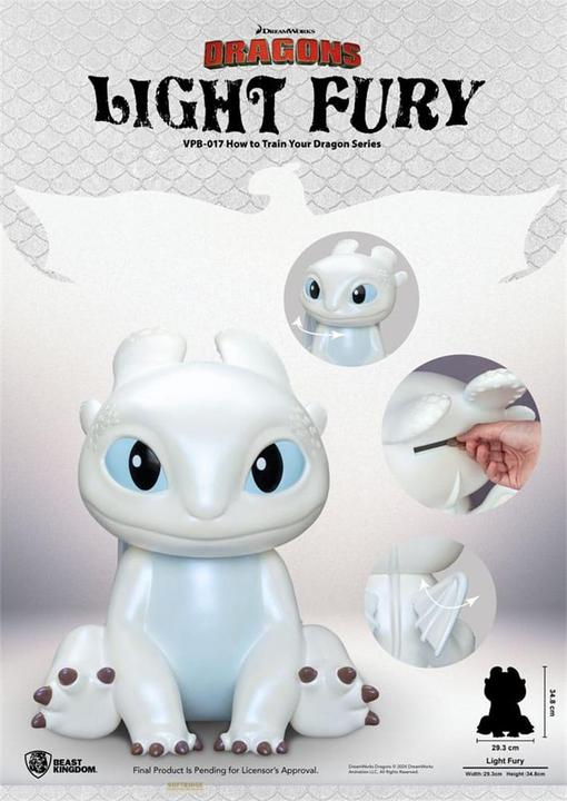 Produktbild Beast Kingdom Drachenzähmen leicht gemacht Funktional Figure Spardose Light Fury 35 cm (35 cm)