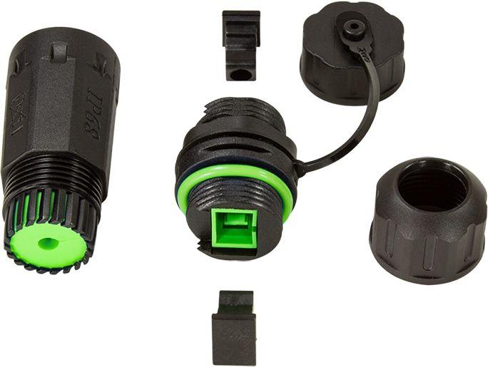Produktbild LogiLink Wasserdichter SC-Simplex Steckverbinder mit Kabelmuffe und Schutzkappe (Netzwerk Kupplung)