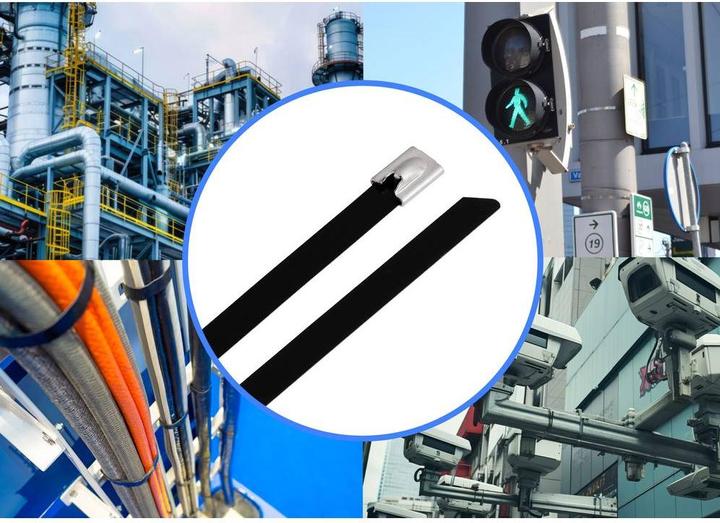 Produktbild Tru Components TC-12656636 Stahlkabelbinder 840 mm 7.9 mm AISI 316 mit Beschich (Metallkabelbinder, 840 mm, 100 Stk.)