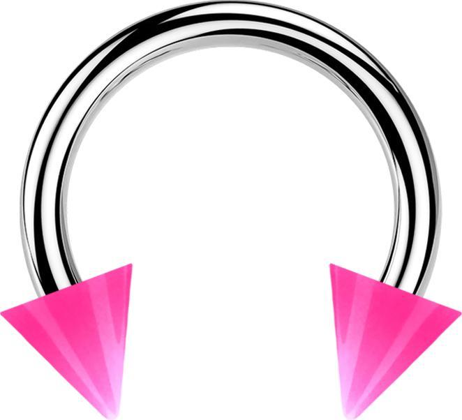 Produktbild Star Piercing Micro Circular Barbell silber mit zwei Cones pink (Acryl, ohne Messing, Chirurgenstahl 316L)