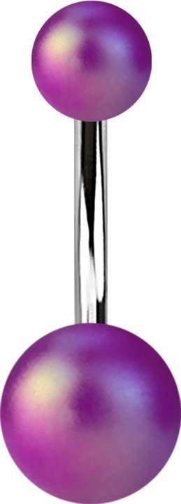 Star Piercing Banane silber mit zwei Kugeln Perglanz matt violett (ohne Messing, Acryl, Chirurgenstahl 316L)
