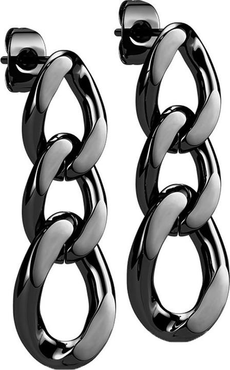 Star Piercing Ohrstecker schwarz Anhänger Kettenglieder (ohne Messing, Chirurgenstahl 316L)