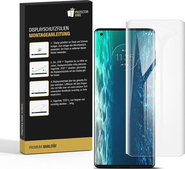 Actual product image Protectorking 2x Panzerfolie Anti-Shock HD Klar (2 Piece, Motorola Moto Edge)