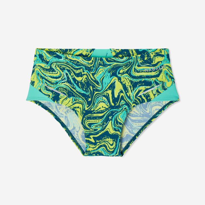 Produktbild Nabaiji Badehose Slip Herren Kastenform - 900 Print gelb/grün (XXL)