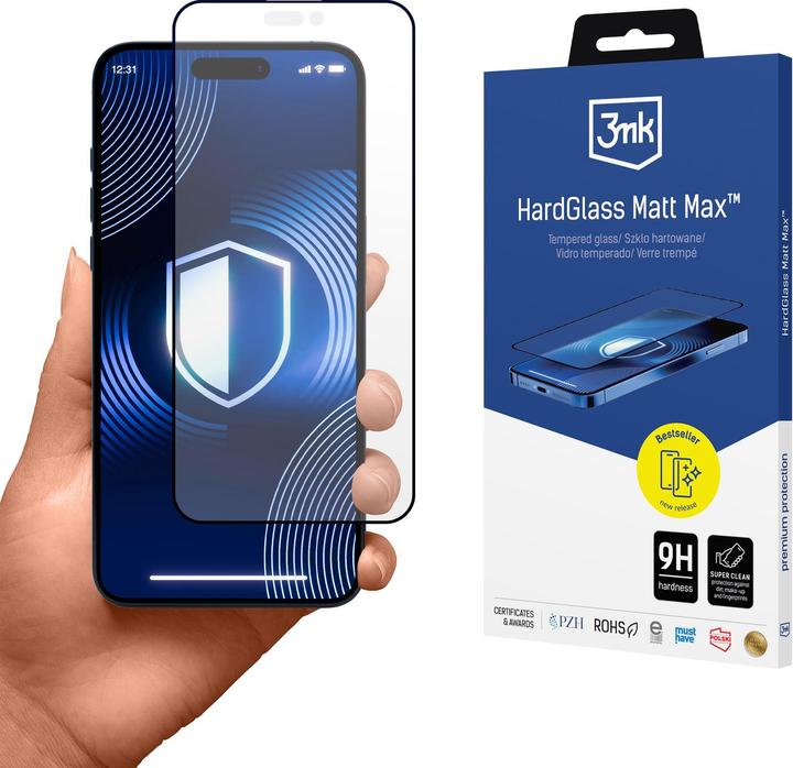 3MK HardGlass Matt Max (1 Piece, Apple iPhone 16 Plus)