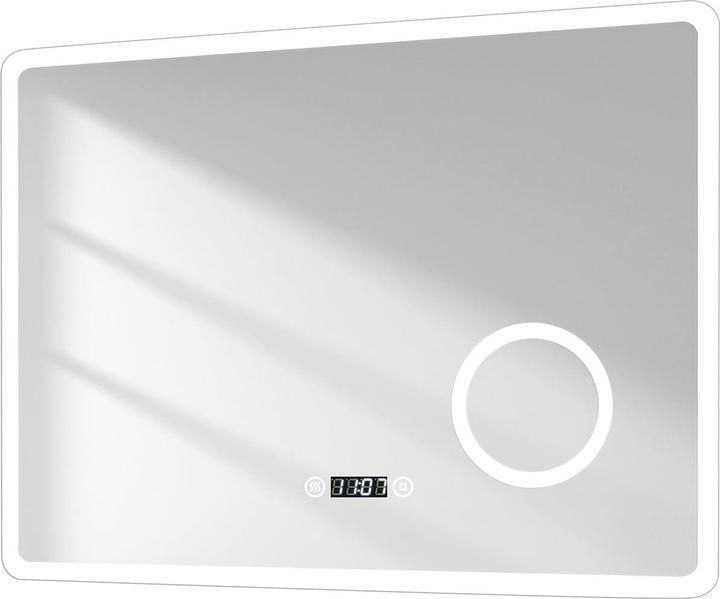 Emke Bathroom Mirror With Lighting 80*60cm,3X Magnification, Fog-Free, Temperature&Time, Cool-White (80 x 60 cm)