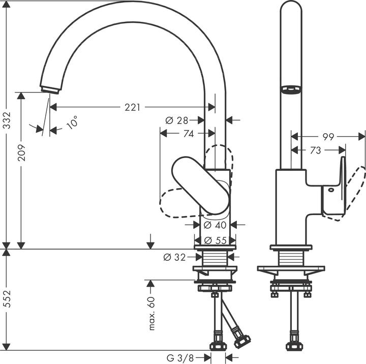 Produktbild hansgrohe Vernis Blend M35 Einhebel-Küchenarmatur 210, 1 Strahlart