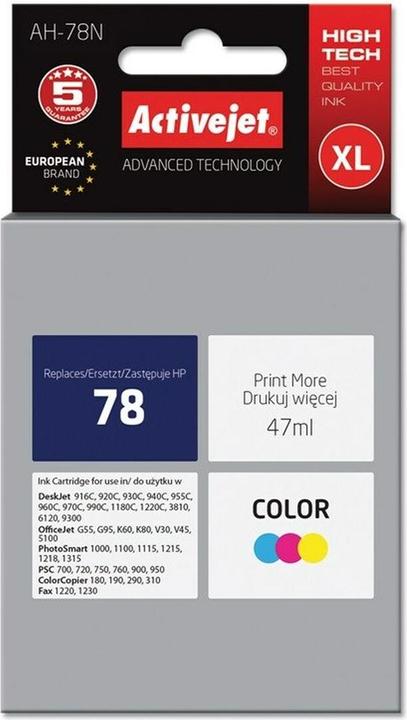 Actual product image Activejet AH-78N Print Cartridge (e) Compatible High (XL) Yield (M, C, Y)