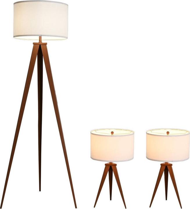 Actual product image Esprit Floor Lamp Home Brown Wood Metal Aluminium 40 x 40 x 153 cm (3 Pieces)