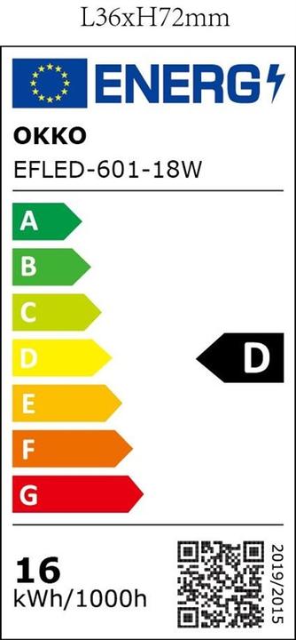 Energie-Label Okko LUMINAIRE TRI-PROOF 18W LED 740 IP65 60C