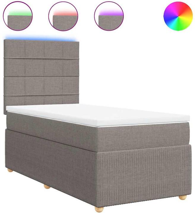 Produktbild VidaXL Boxspringbett Einzelbett Polsterbett Bett Matratze Taupe 80x200cm Stoff (80 x 200 cm, 80 x 200 cm)
