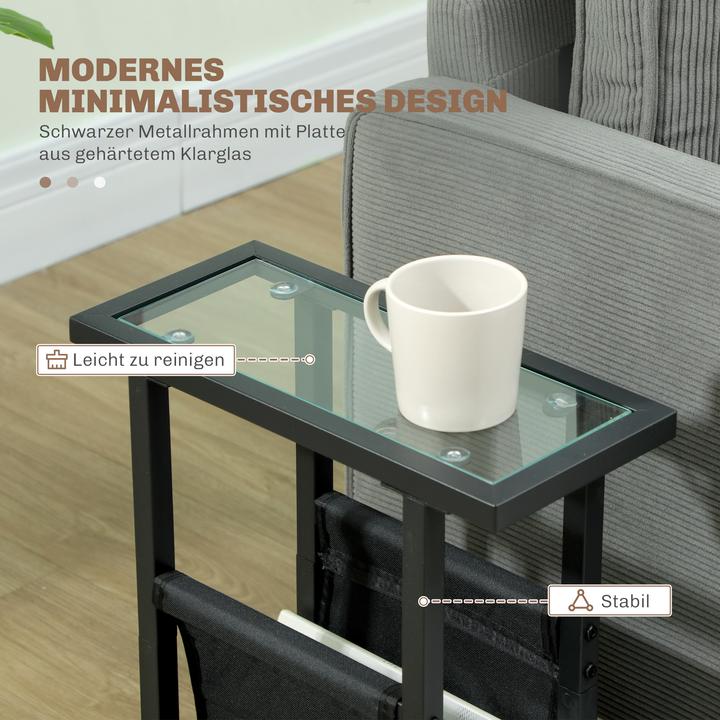 Produktbild Homcom Couchtisch Metall, Hartglas Schwarz