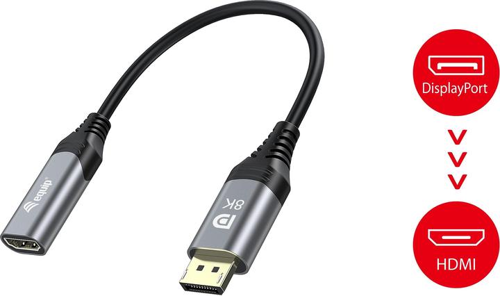 Produktbild equip Displayport->HDMI Adapter 1.4 St/Bu 8K/60Hz grau (HDMI, 1 cm)